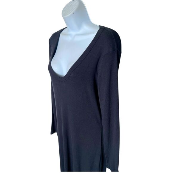 JAMES PERSE V-neck Ribbed Long Dress In Black Size 4 - Picture 4 of 8